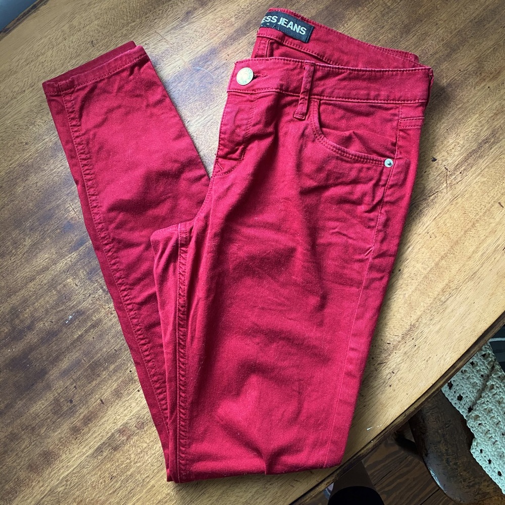 Express Stella Low Rise Legging Jeans, Red Size 8
